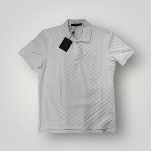 Louis Vuitton White Damier Textured Polo Shirt - Large